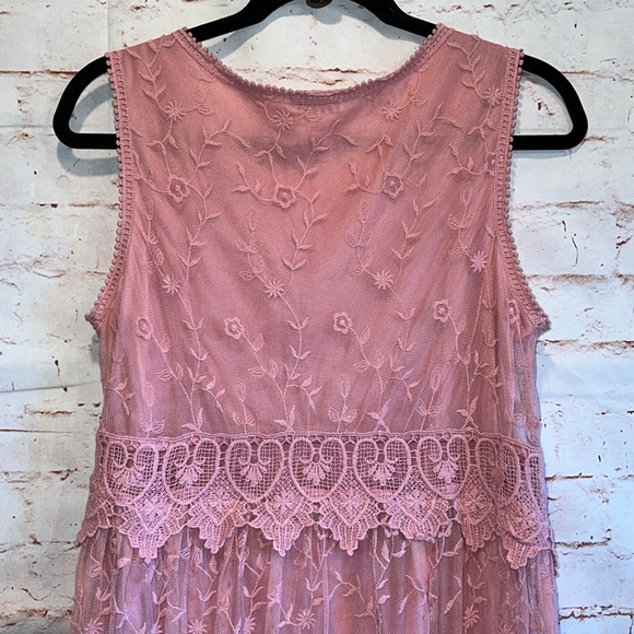 Sundance Dress Womens 8 Lilac Pink Lace overlay Sleeveless Lined Mini teaparty - Picture 3 of 9